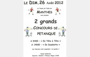 Dimanche 26 Août : 2 CONCOURS de PETANQUE du club